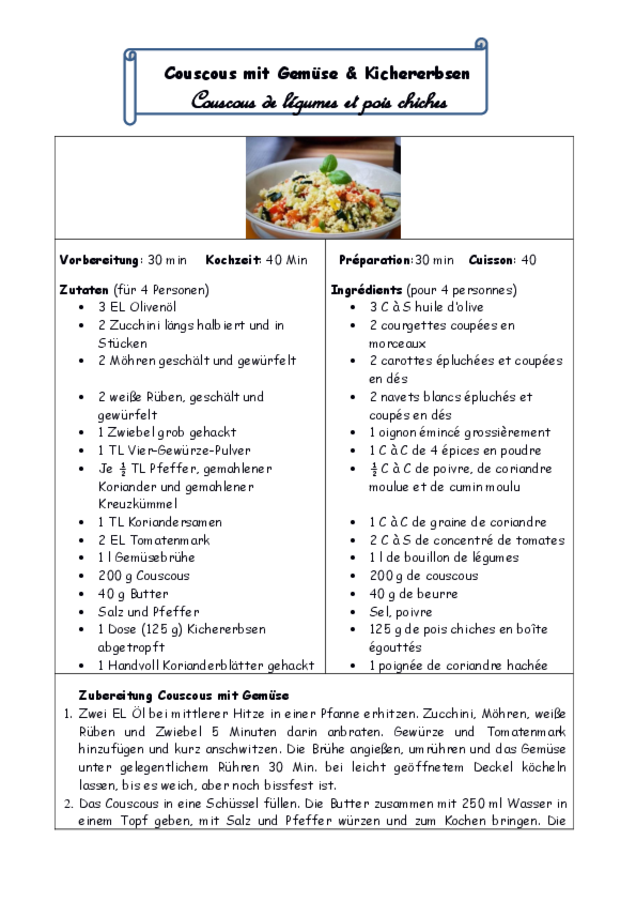 Couscous mit Gemüse & Kichererbsen